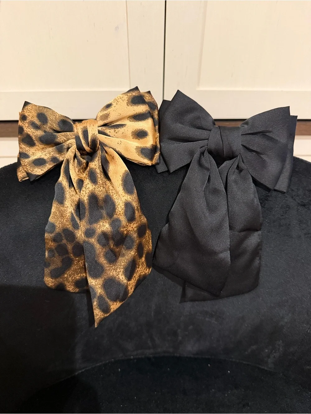 Amazon Leopard Print and Black Bow Hair Clips